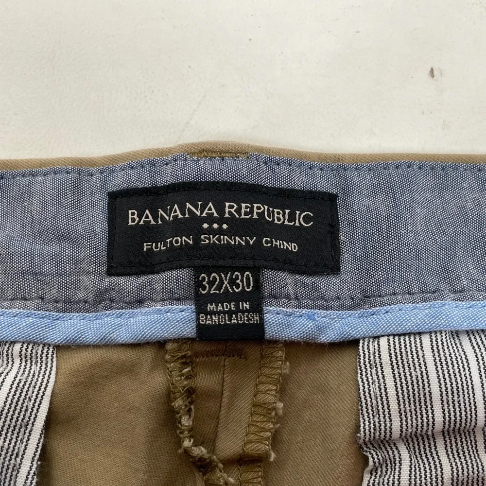 Banana Republic Fulton Skinny Chino Pants Mens 32x30 Khaki Tan Cotton Stretch